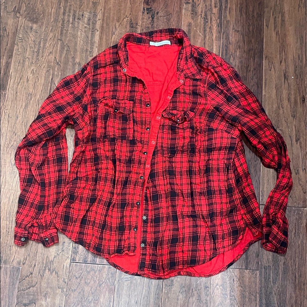 Maurice’s Red and Black Plaid Button-Up Shirt
